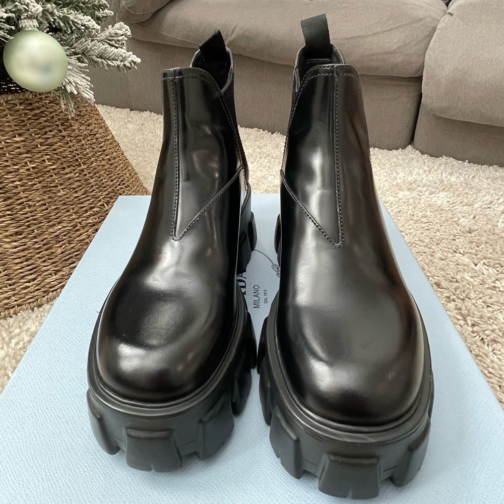 Prada Monolith brushed leather Chelsea boots